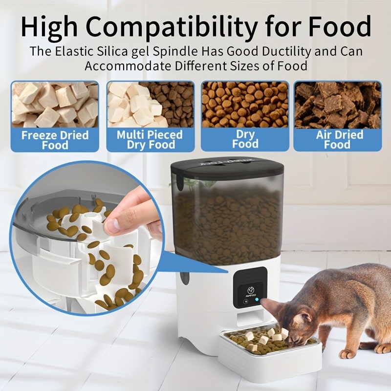 Automatic Pet Feeder for Cats and Dogs with 6L Capacity, WiFi Control, Meal Scheduling, Anti-Jam System, and Stainless Steel Bowl