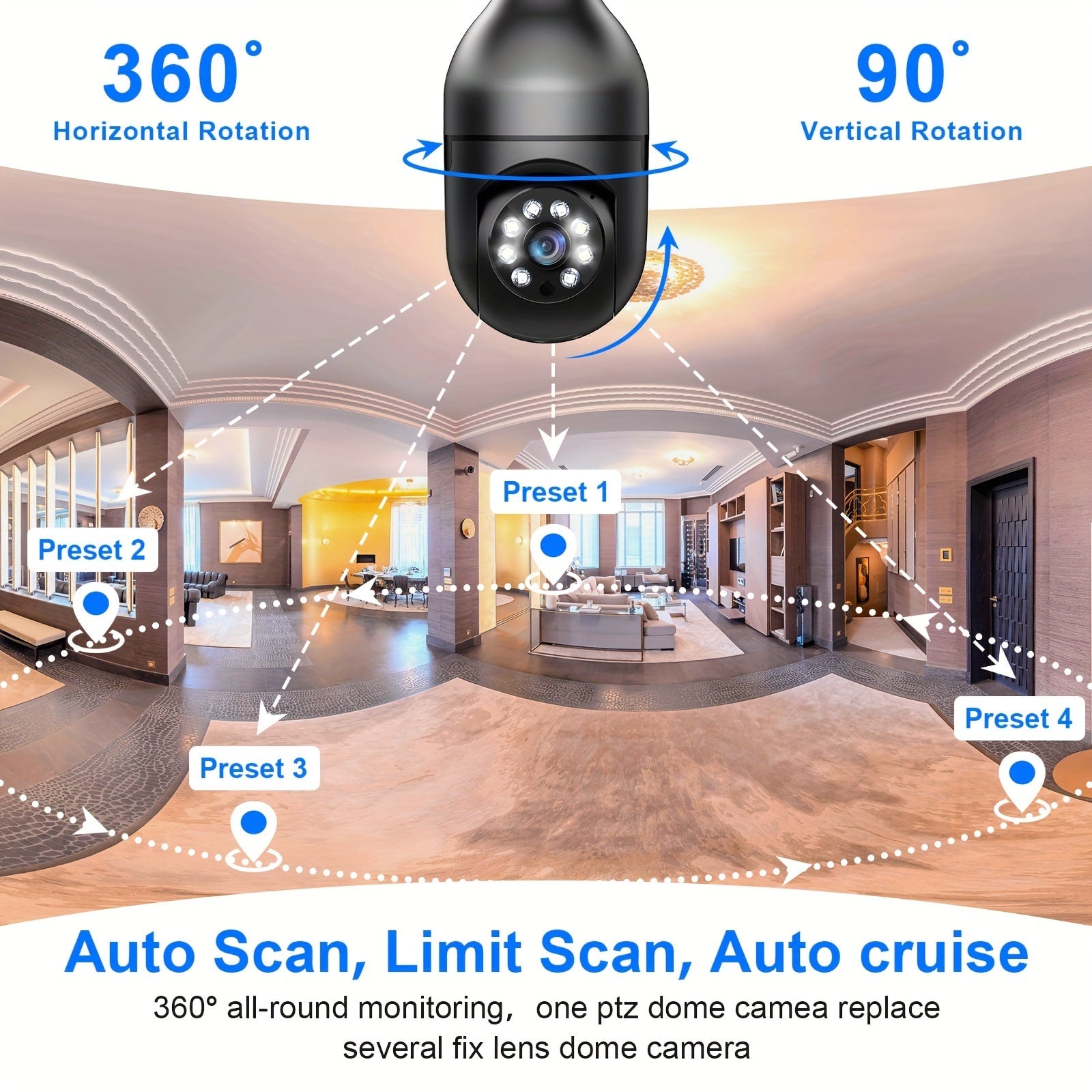 Pet Camera with Video and Audio, WiFi 5G/2.4GHz, Two-Way Talk, 360-Degree Motion Detection, Color Night Vision, Built-in Alarm, Works with Alexa.