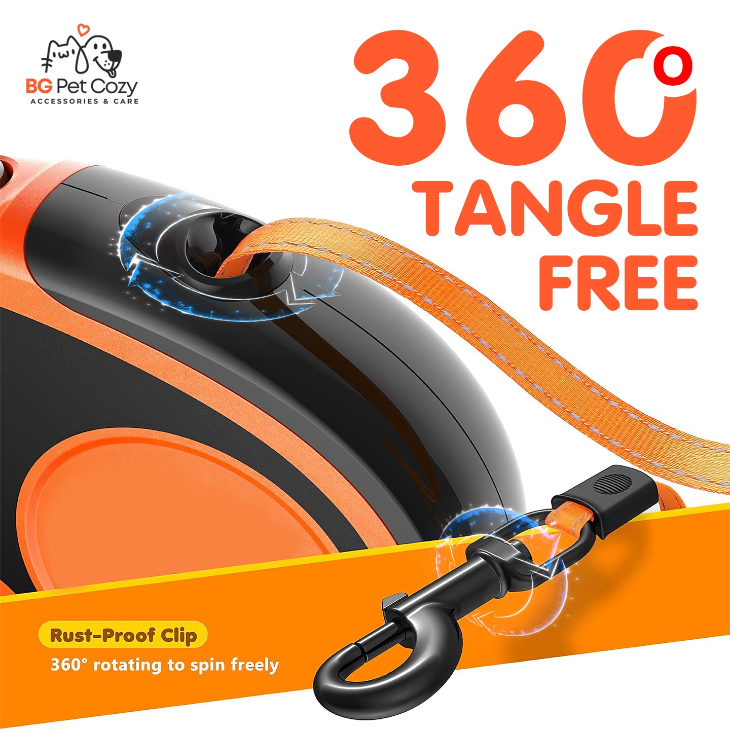 Retractable Dog Leash 16ft - Heavy Duty, Reflective, Tangle-Free for Dogs up to 110lbs