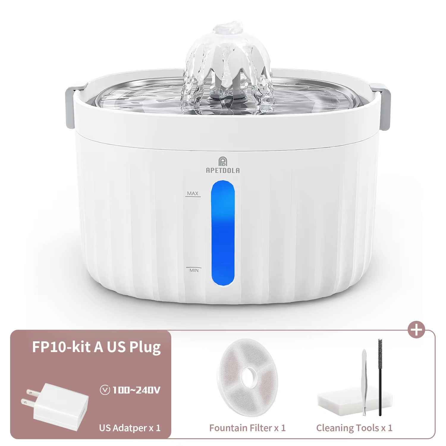 Automatic Pet Water Fountain with Large 2L Capacity, 6-Layer Filtration, Made of Stainless Steel, Ultra-Quiet Operation