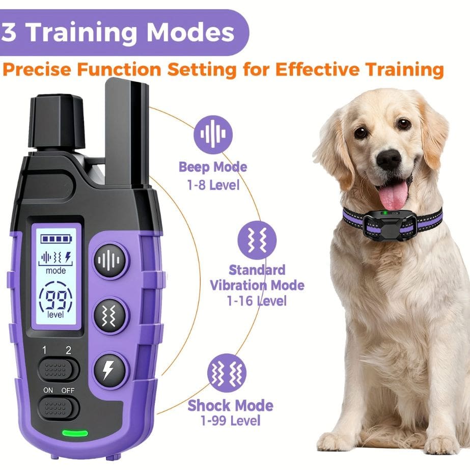 Dog Training Collar with 3 Modes - 3600Ft Remote Control, Rechargeable, Waterproof