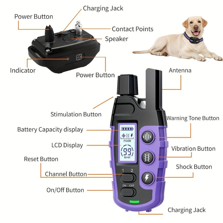 Dog Training Collar with 3 Modes - 3600Ft Remote Control, Rechargeable, Waterproof