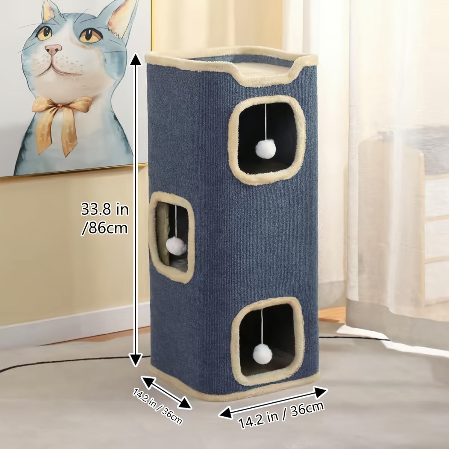 Modern Multi-Level Cat Villa - Cozy, Durable Cat House with Sisal Scratching Post - The Perfect Haven for Cats in Every Season