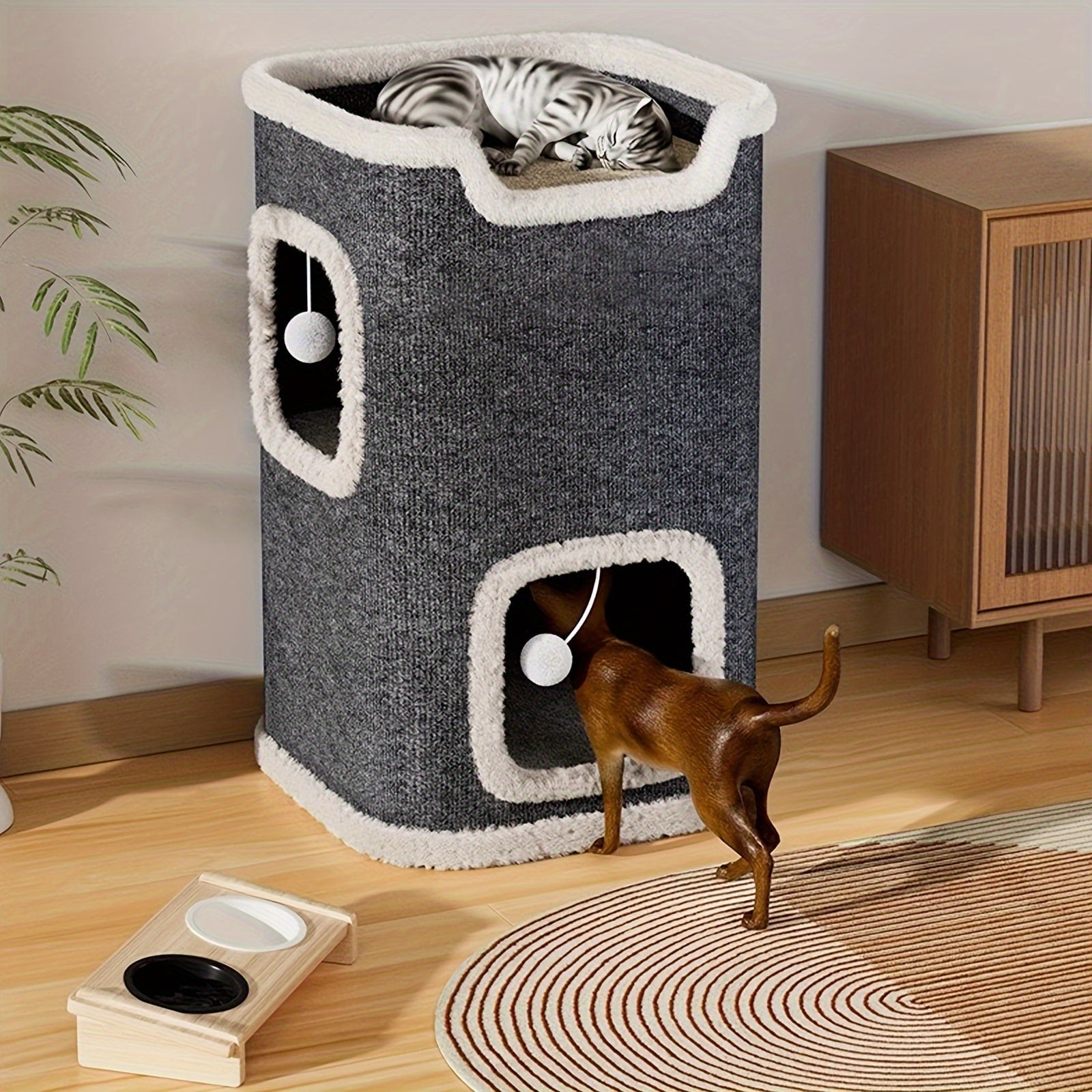 Modern Multi-Level Cat Villa - Cozy, Durable Cat House with Sisal Scratching Post - The Perfect Haven for Cats in Every Season