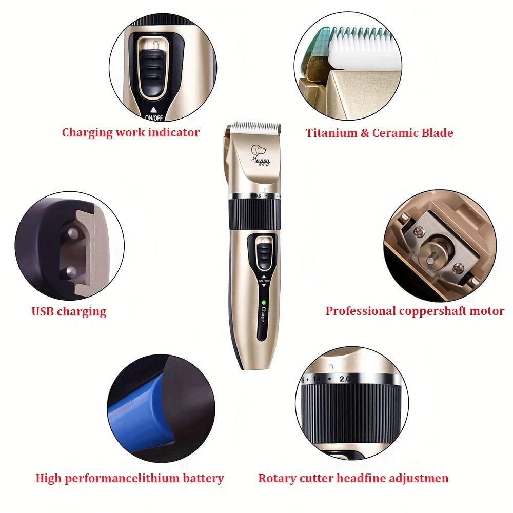 12-in-1 Premium Pet Hair Clipper Set – Precision Electric Trimmer with Gentle Cutting Technology – Perfect for Professional At-Home Grooming, Quiet Clipper for Dogs and Cats.