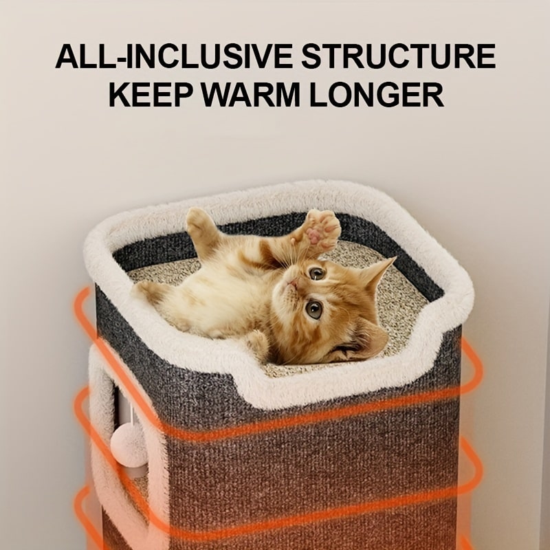 Modern Multi-Level Cat Villa - Cozy, Durable Cat House with Sisal Scratching Post - The Perfect Haven for Cats in Every Season