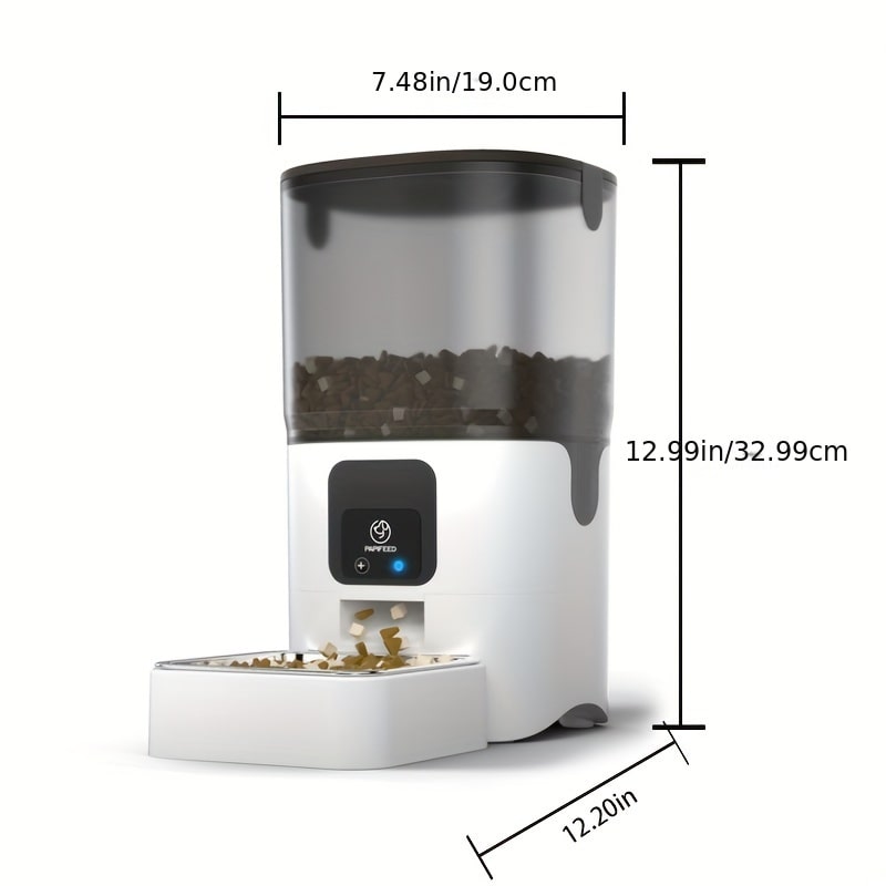 Automatic Pet Feeder for Cats and Dogs with 6L Capacity, WiFi Control, Meal Scheduling, Anti-Jam System, and Stainless Steel Bowl