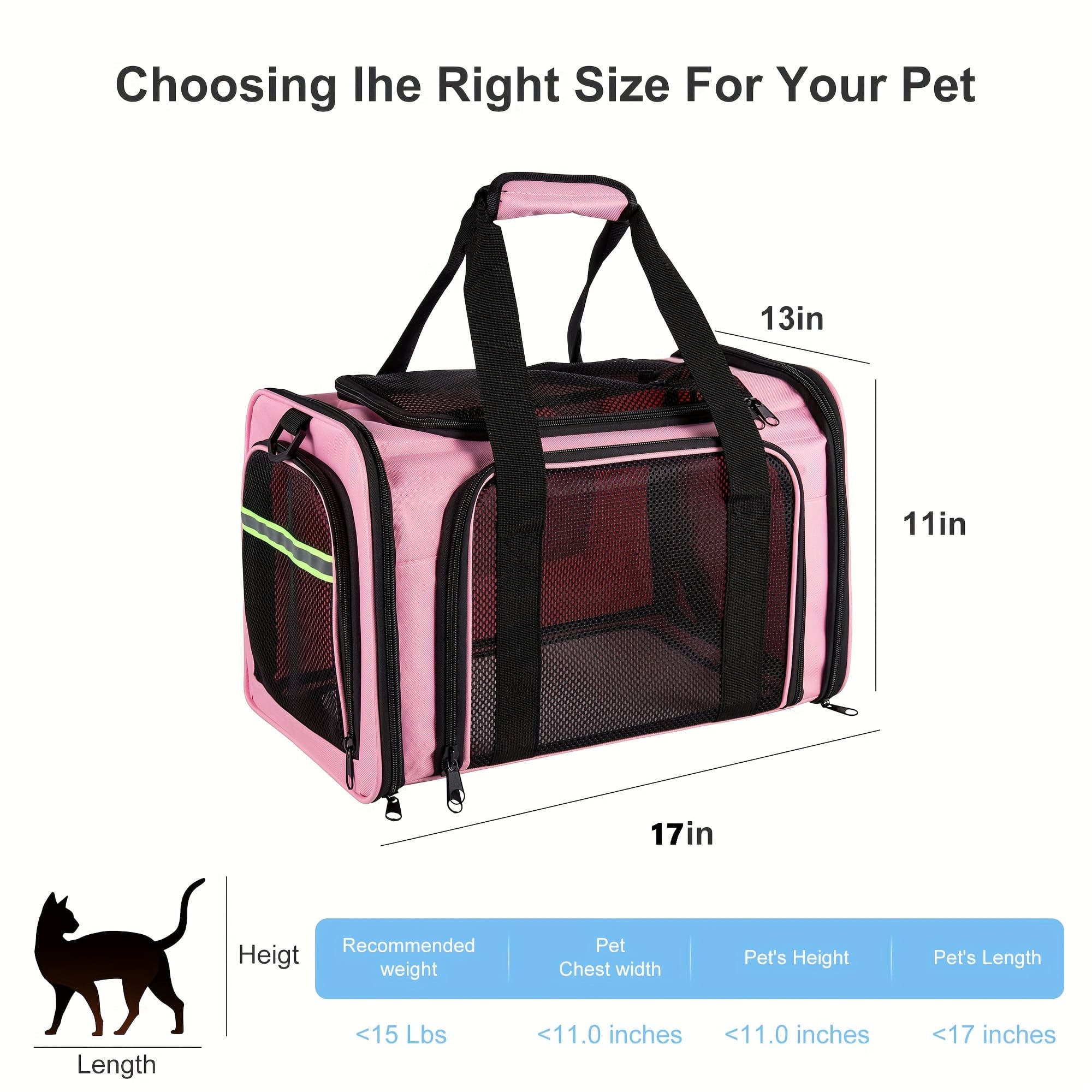 Foldable Pet Carrier Bag for Pets Under 15lb - TSA/Airline Approved, Durable and Breathable Material, Easy to Clean - The Perfect Choice for Small Dogs and Kittens on Flights, Travel, and Outdoor Adventures