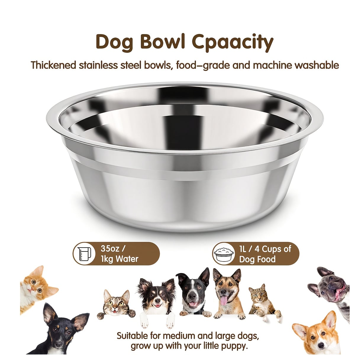 Foldable Elevated Dog Bowl with Stand and 2 Stainless Steel Bowls. Adjustable to 5 Height Levels, Suitable for Large, Medium, and Small Dogs and Cats. Features Non-Slip Base, Easy to Clean, and Convenient for Portability