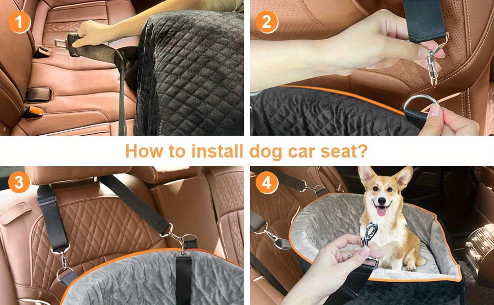 Booster Seat for Small and Medium Dogs Made of Memory Foam, Elevated Pet Car Seat with Washable Cover, Storage Pocket, and Travel Safety