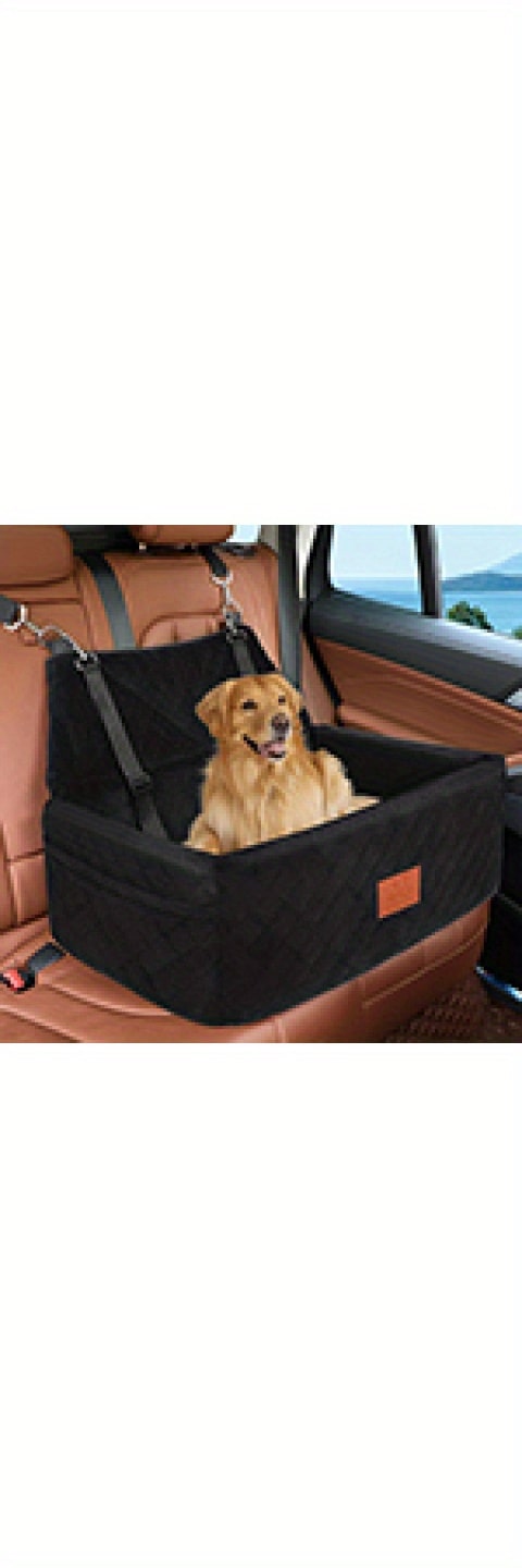 Booster Seat for Small and Medium Dogs Made of Memory Foam, Elevated Pet Car Seat with Washable Cover, Storage Pocket, and Travel Safety